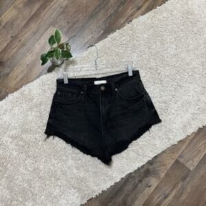 Urban Outfitters BDG Size 28 Black High Rise Cheeky Frayed Shorts